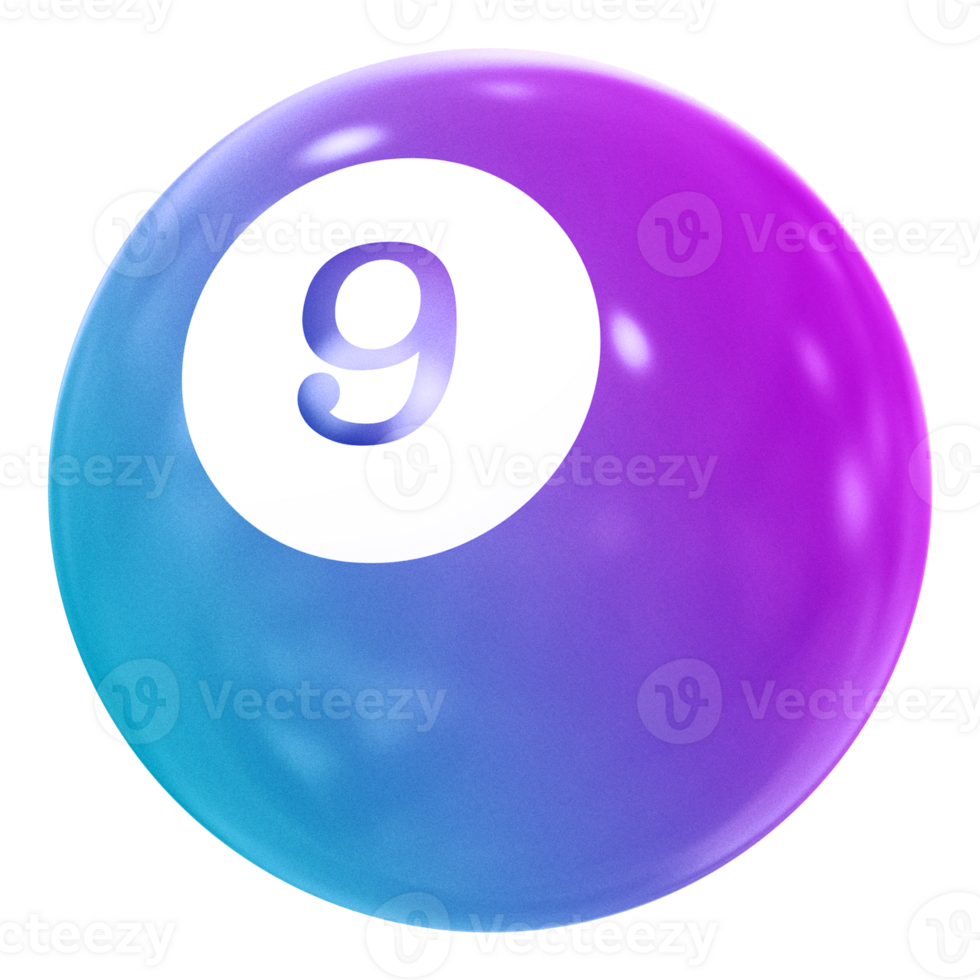 Ball 3D Icon Number 9 png