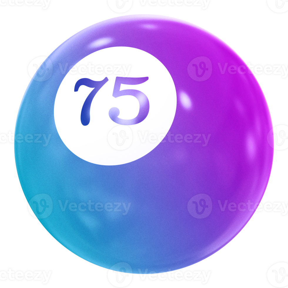 bola 3d ícone número 75 png