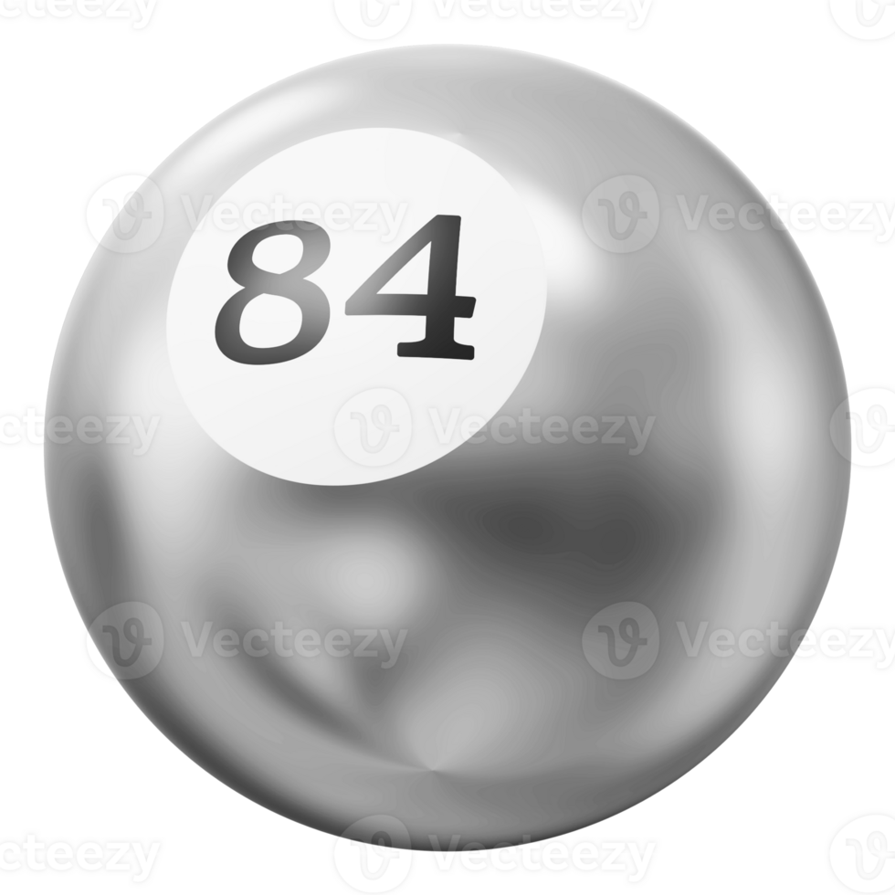 Ball Silver 3D Icon Number 84 png