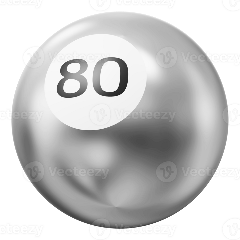 Ball Silver 3D Icon Number 80 png