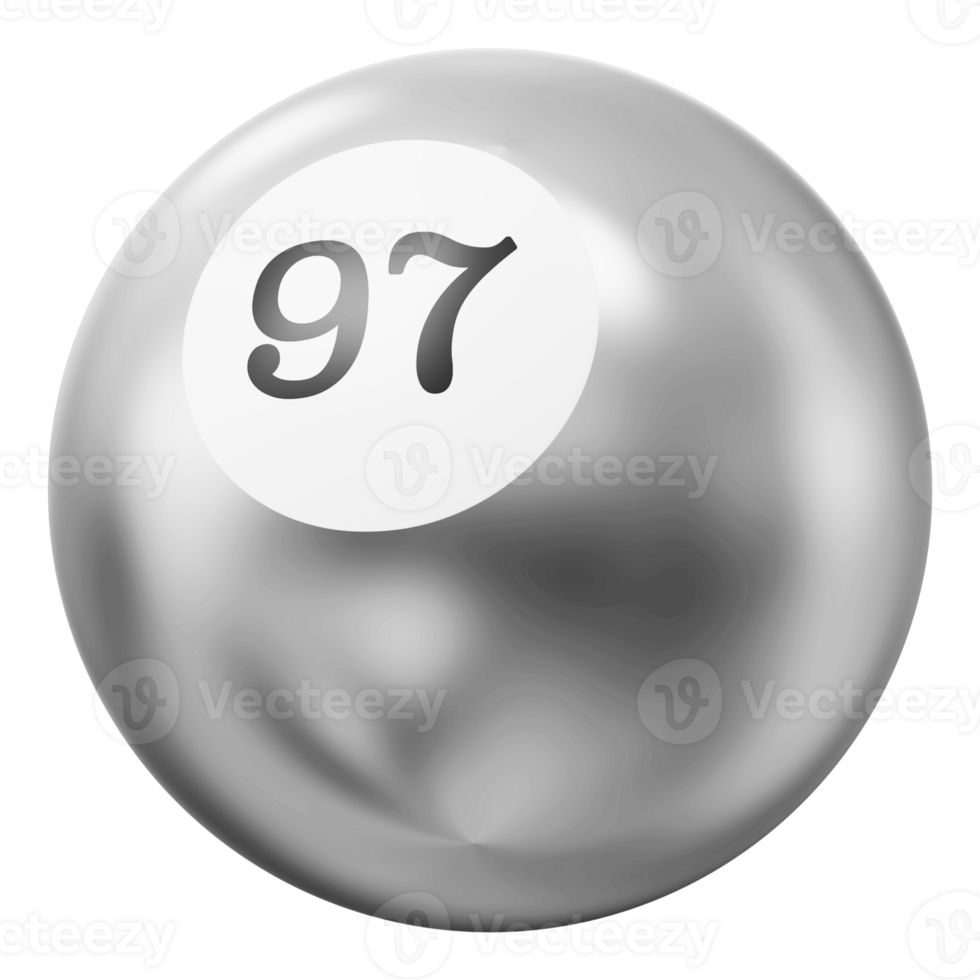 Ball Silver 3D Icon Number 97 png