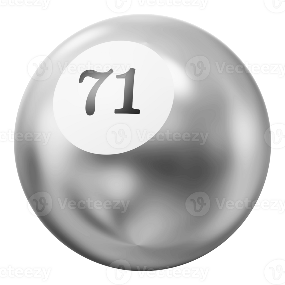 Ball Silver 3D Icon Number 71 png