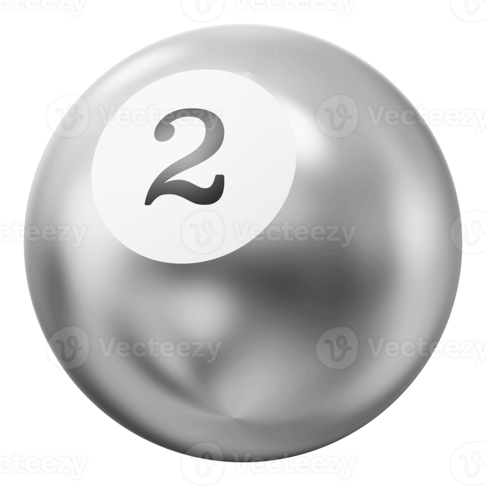 Ball Silver 3D Icon Number 2 png
