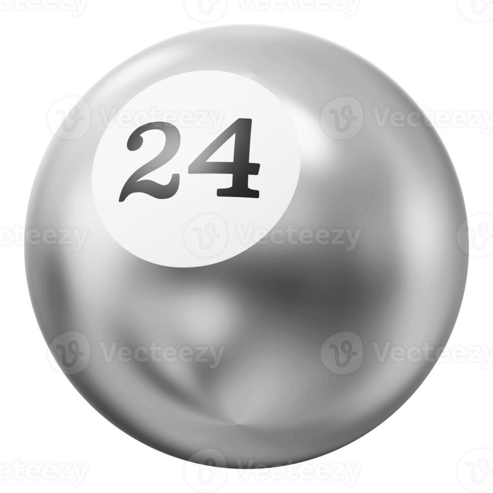 Ball Silver 3D Icon Number 24 png