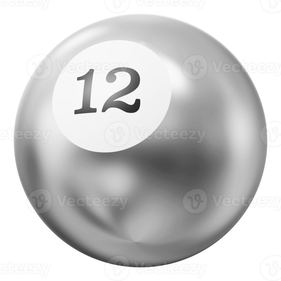 Ball Silver 3D Icon Number 12 png