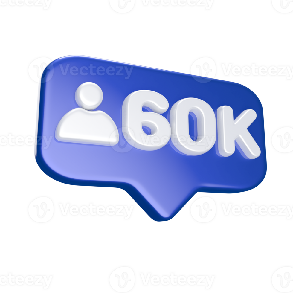 60k Follower 3D icon png
