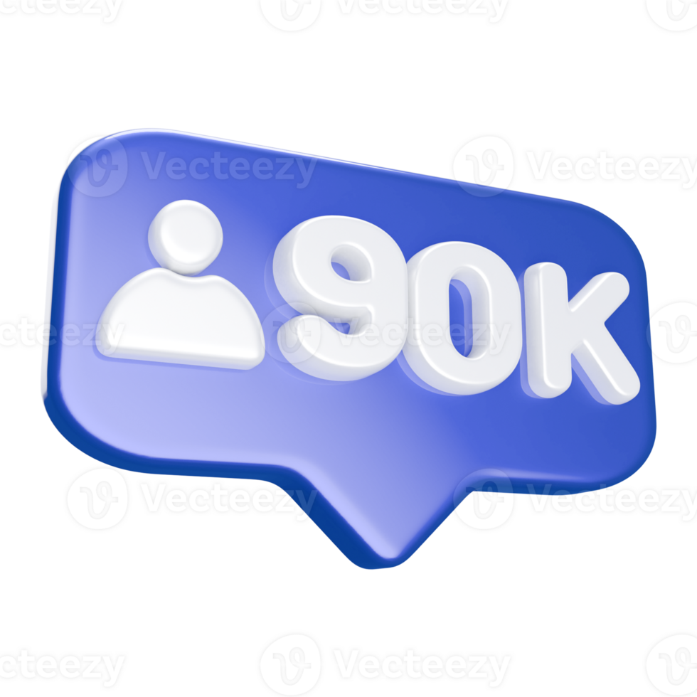 90k Follower 3D icon png