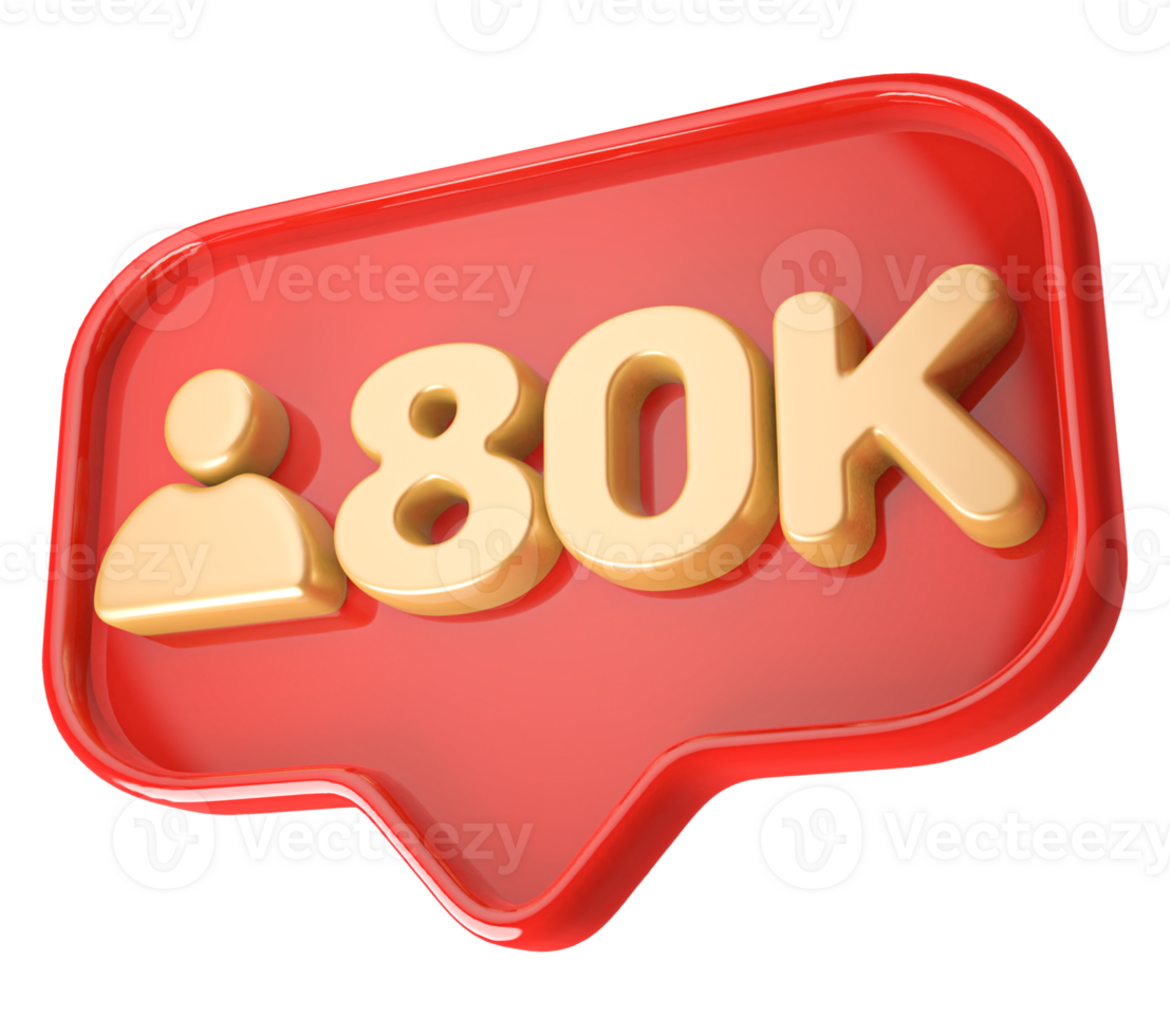 80k Follower 3D icon png