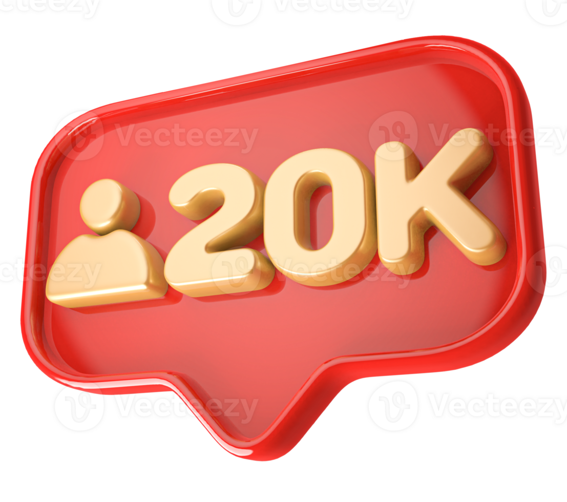 20k Follower 3D icon png