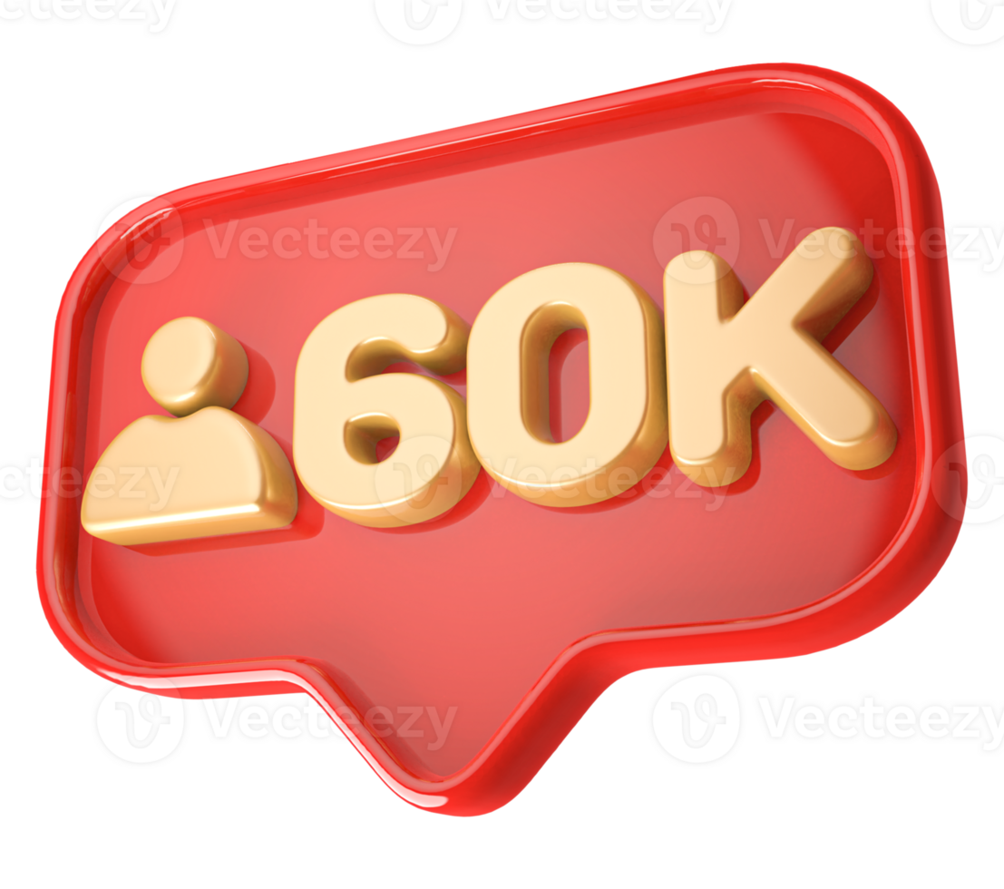 60k Follower 3D icon png