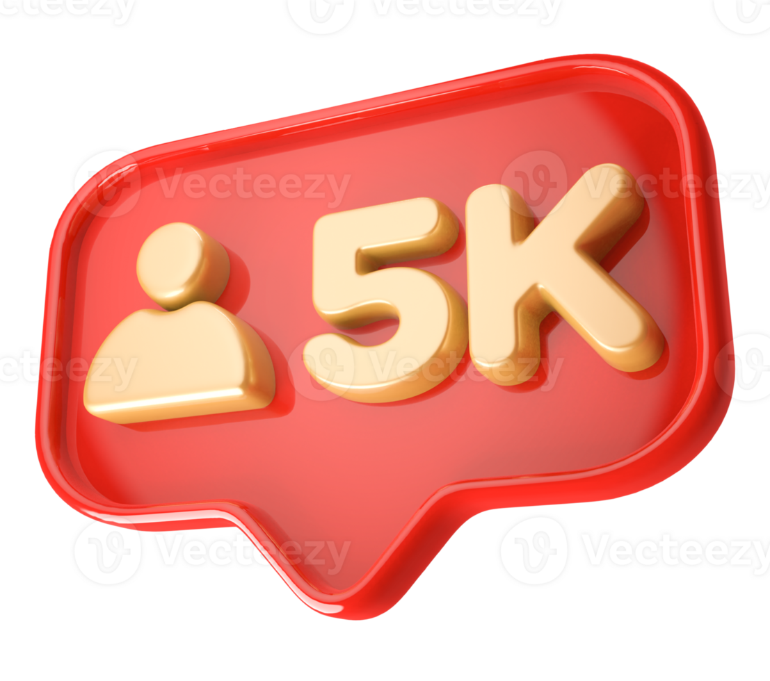 5k Follower 3D icon png