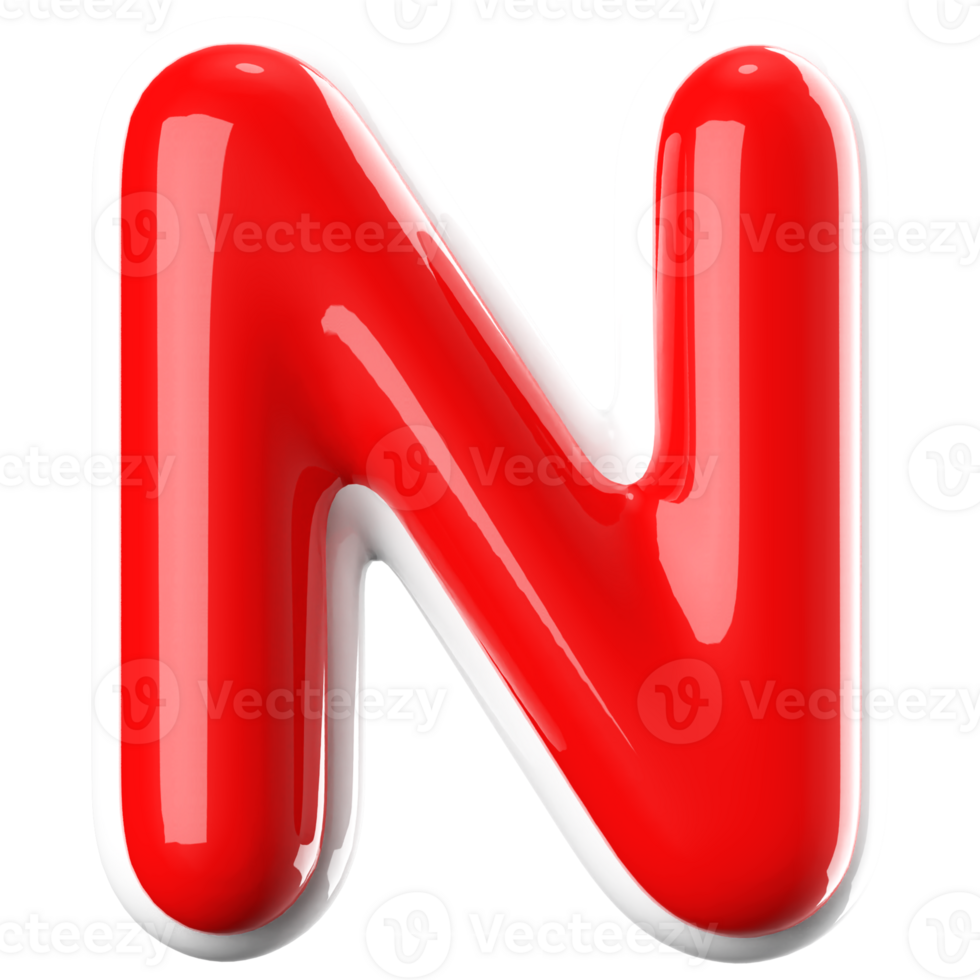 3D Font Letter N uppercase png