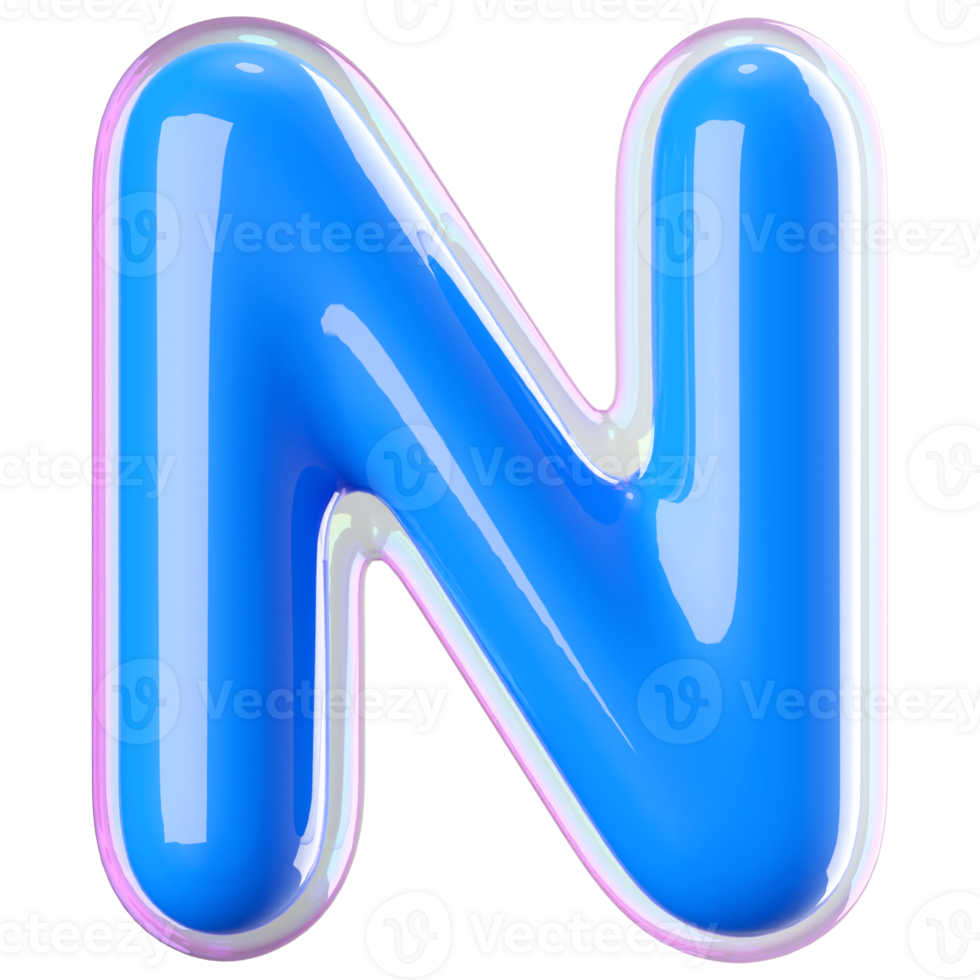 3D Font Letter N uppercase png