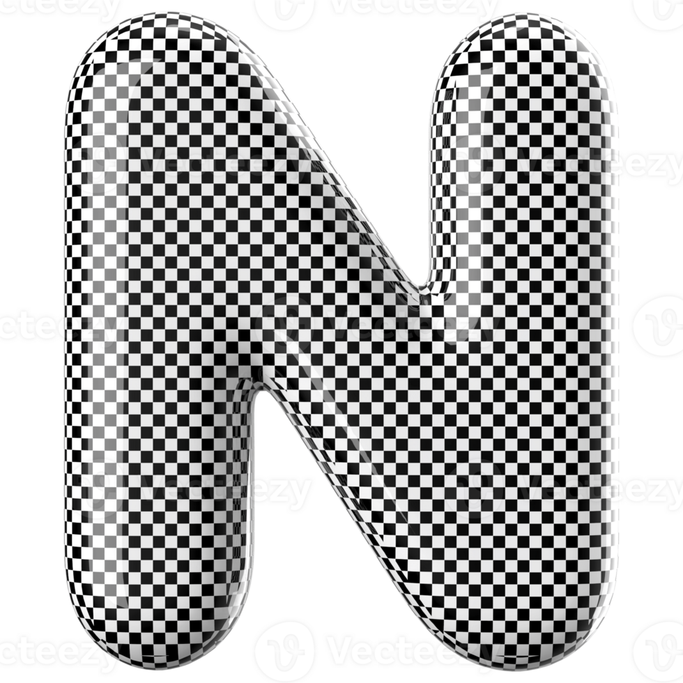 3D Font Letter N uppercase png