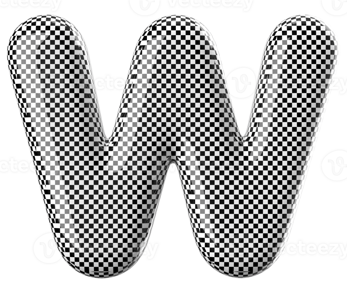 3D Font Letter W uppercase png