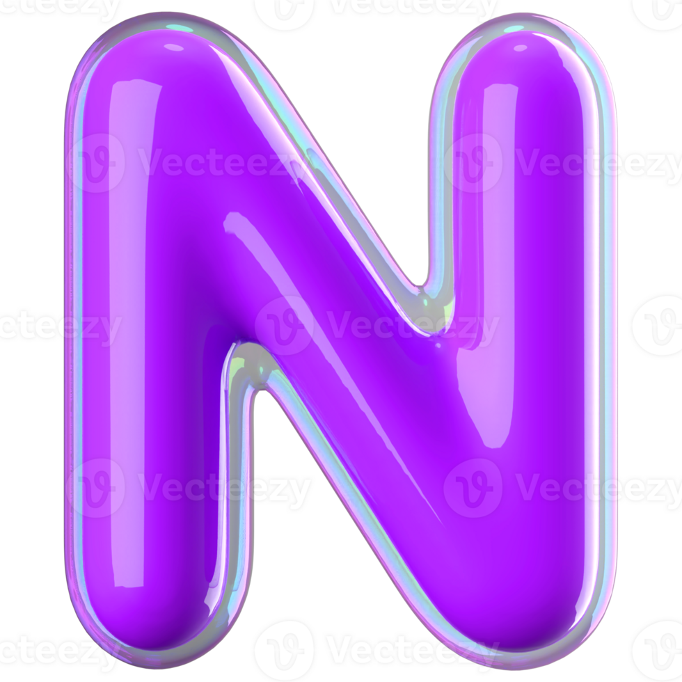 3D Font Letter N uppercase png
