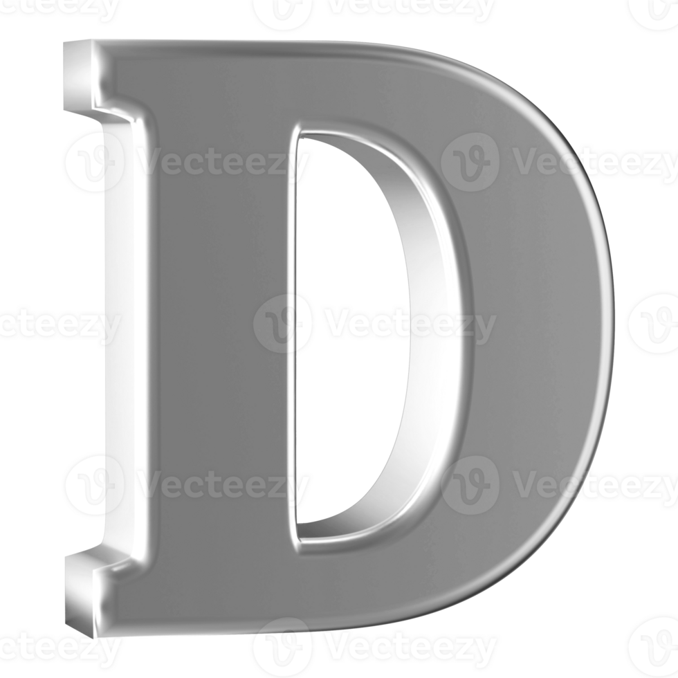 3D Font Letter D uppercase png