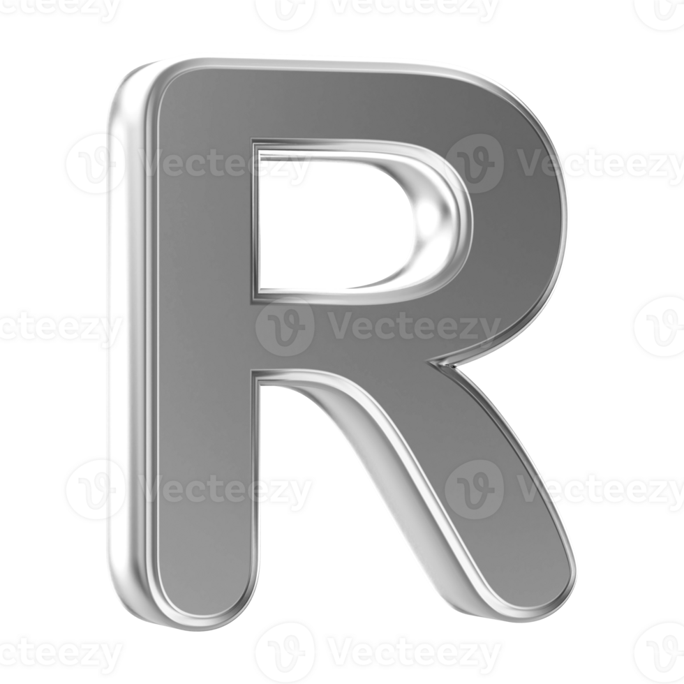 3D Font Letter R uppercase png