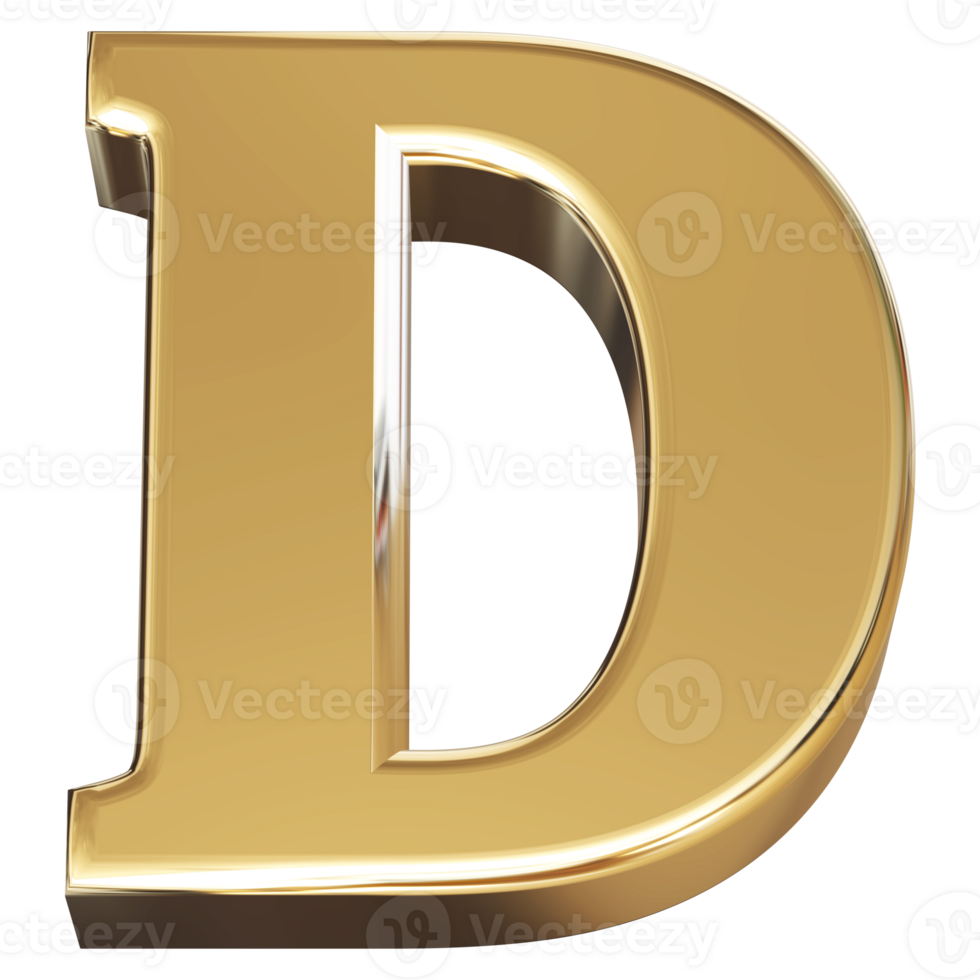 3D Font Letter D uppercase png