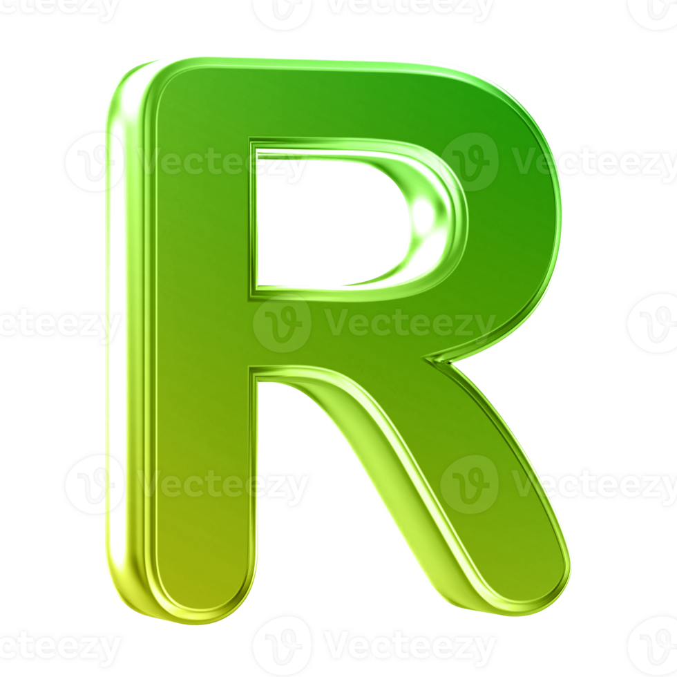 3D Font Letter R uppercase png