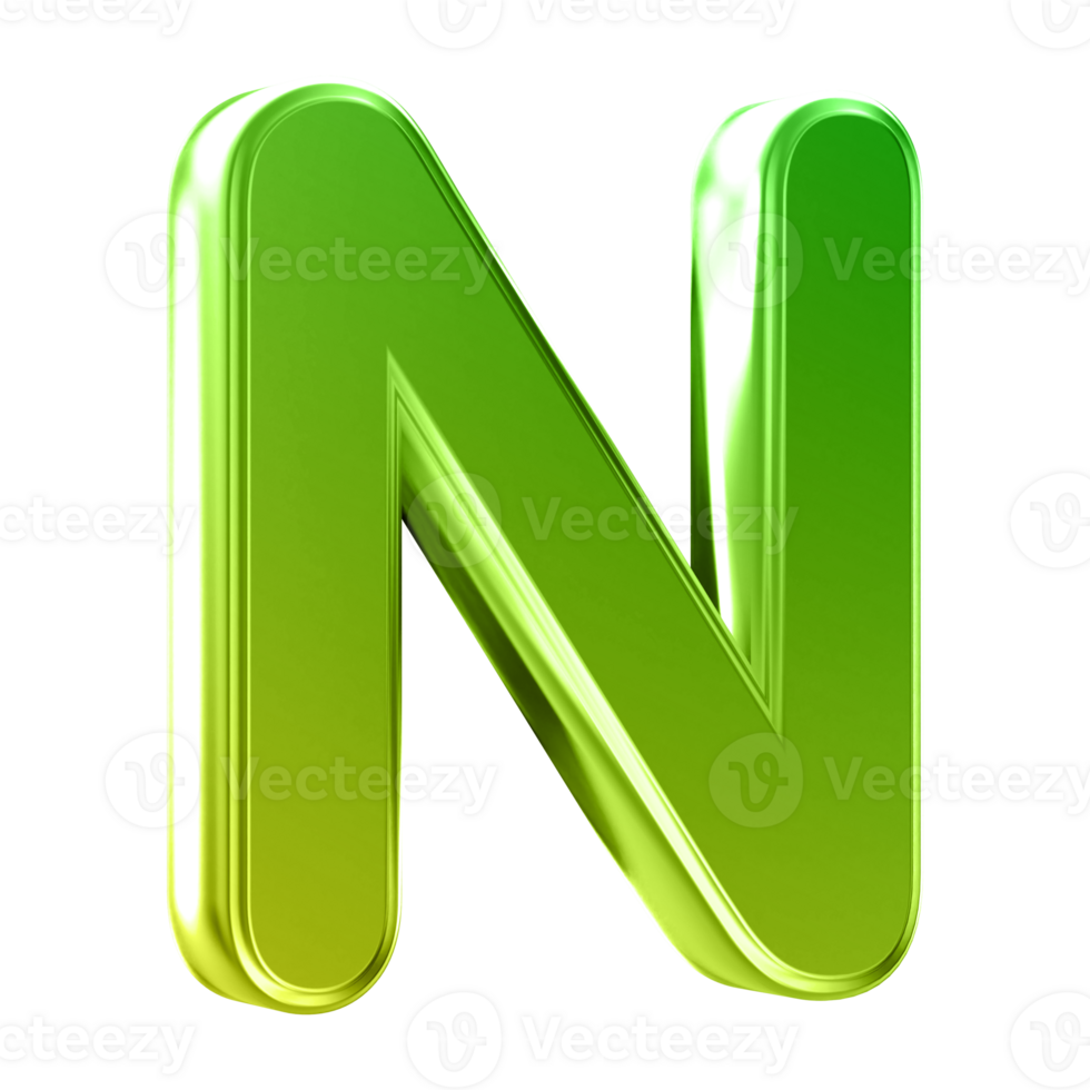 3D Font Letter N uppercase png
