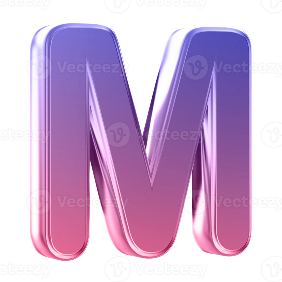 3D Font Letter M uppercase png