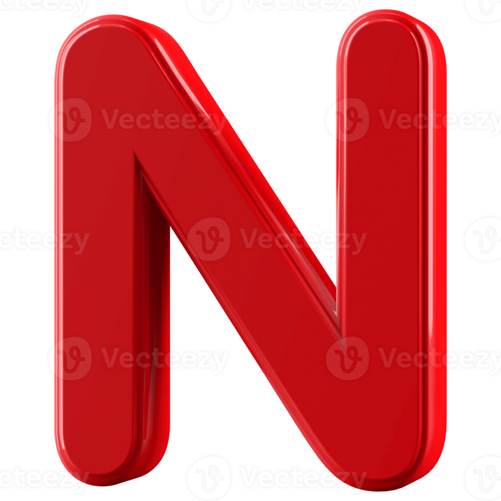3D Font Letter N uppercase png