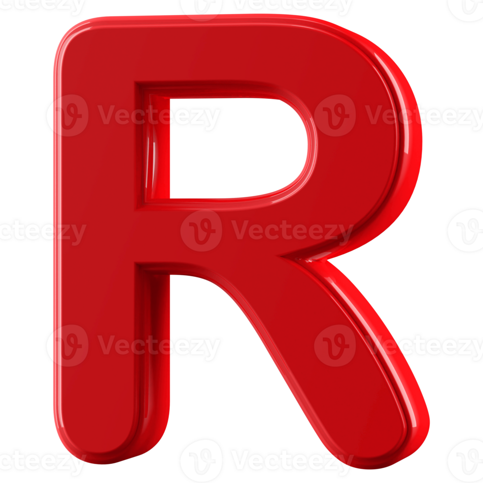 3D Font Letter R uppercase png