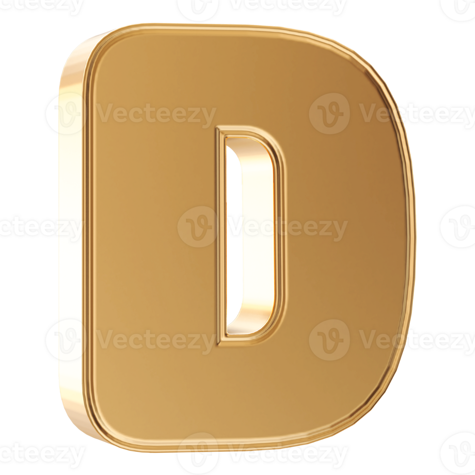 3D Font Letter D uppercase png
