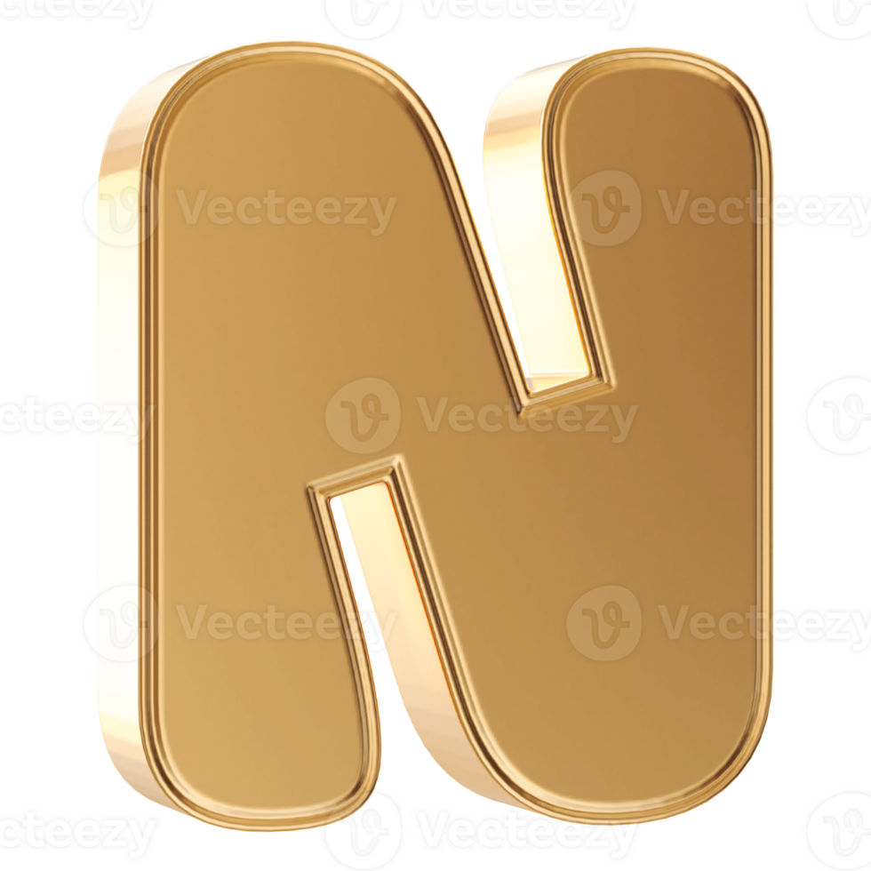 3D Font Letter N uppercase png