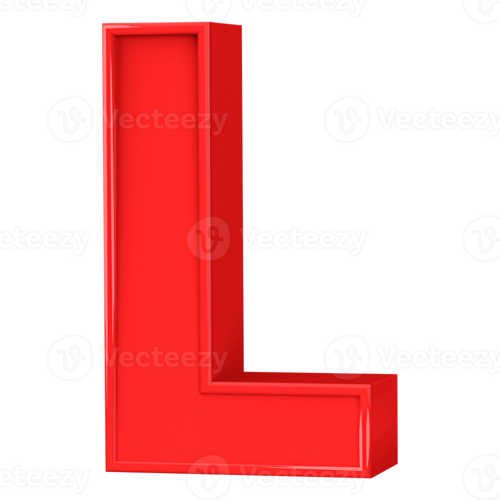 3D Font Letter L uppercase png