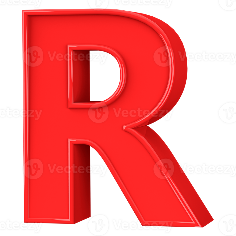 3D Font Letter R uppercase png