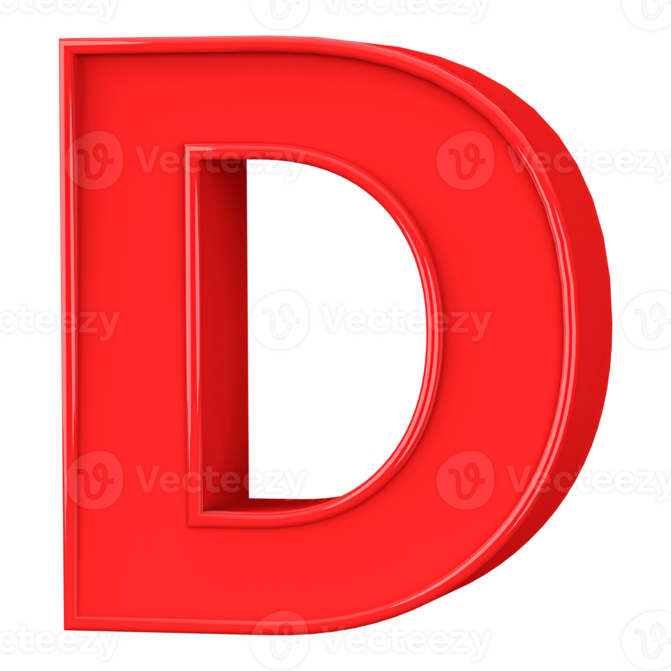 3D Font Letter D uppercase png