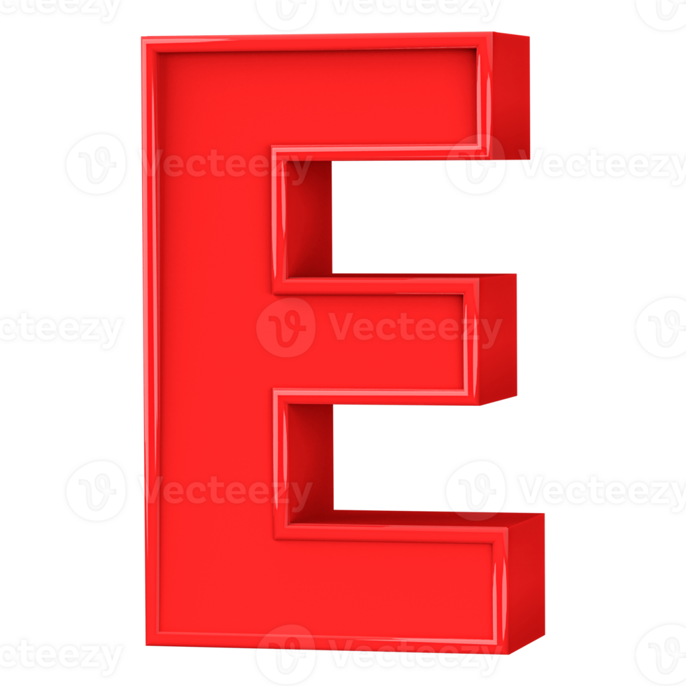 3D Font Letter E uppercase png