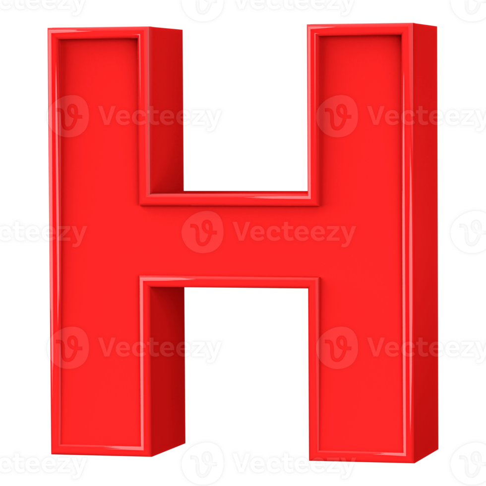 3D Font Letter H uppercase png