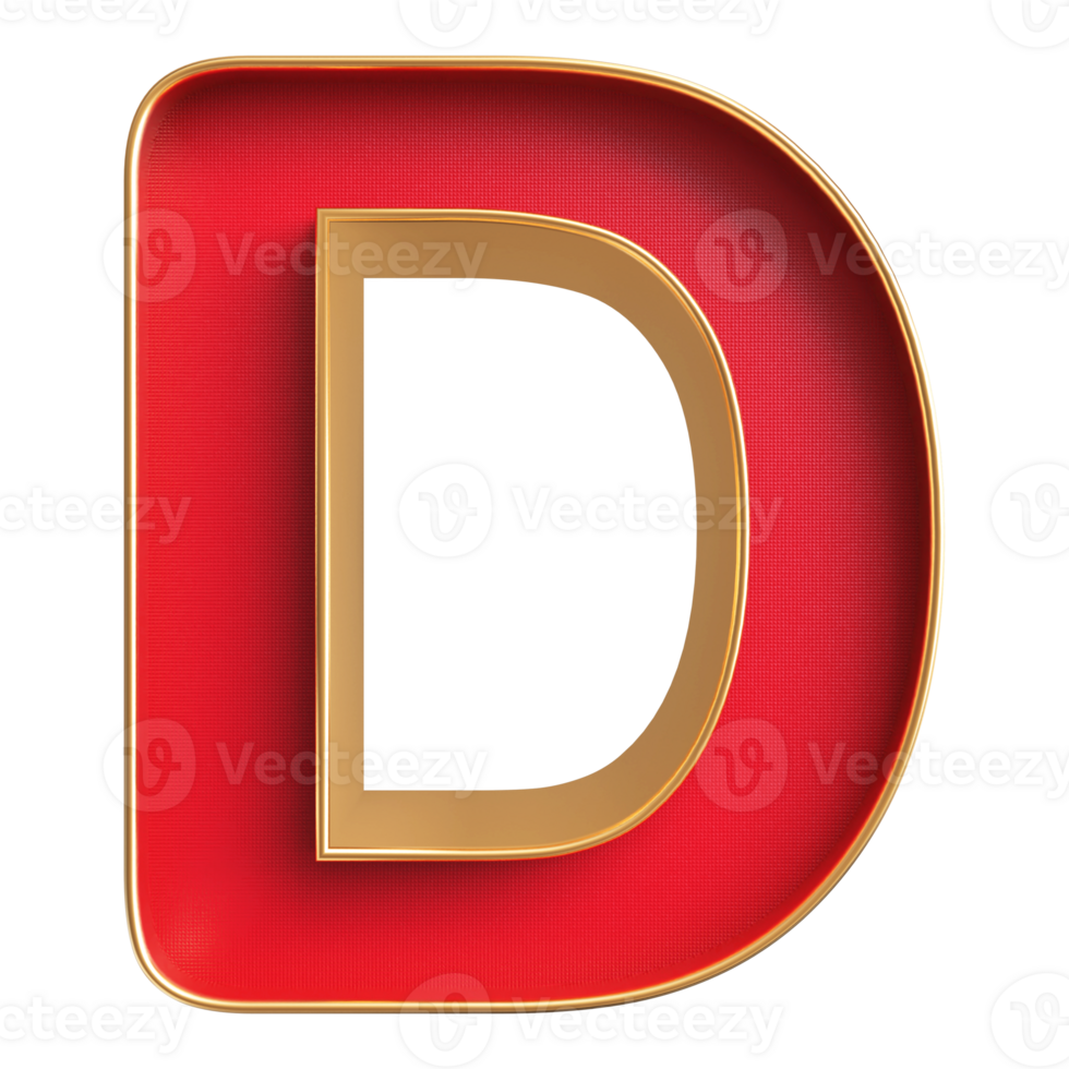3D Font Letter D uppercase png