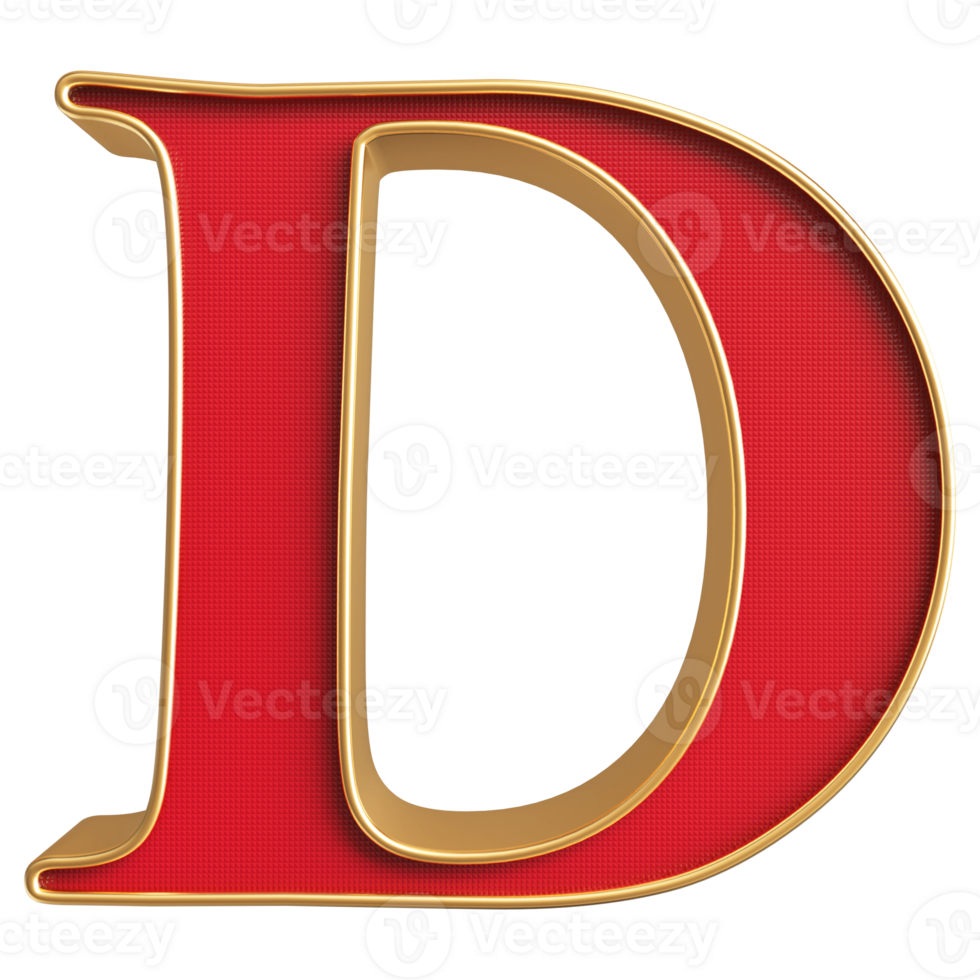 3D Font Letter D uppercase png