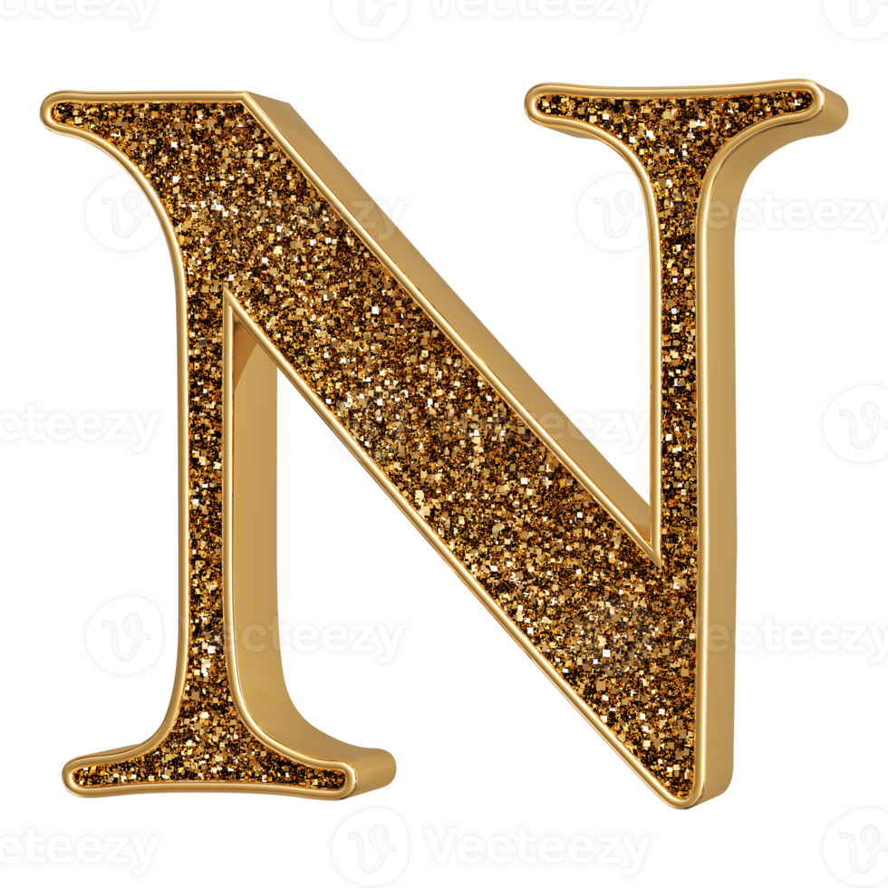 3D Font Letter N uppercase png