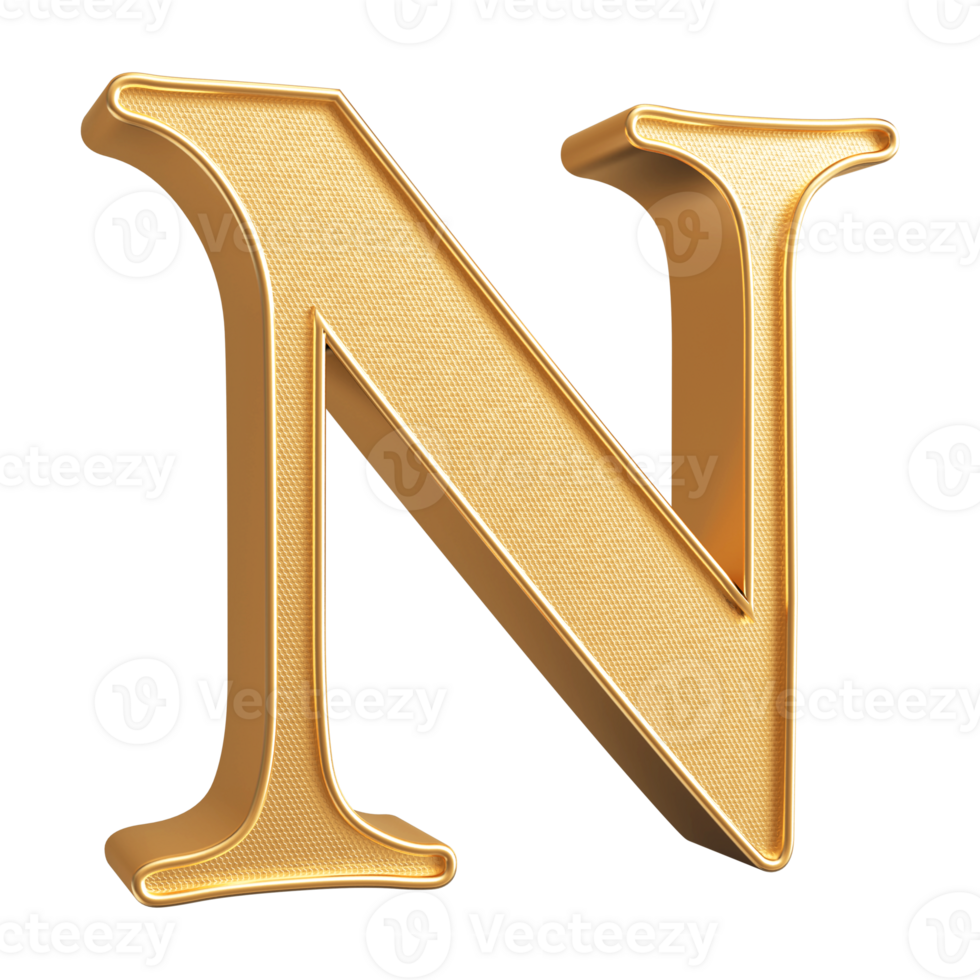 3D Font Letter N uppercase png