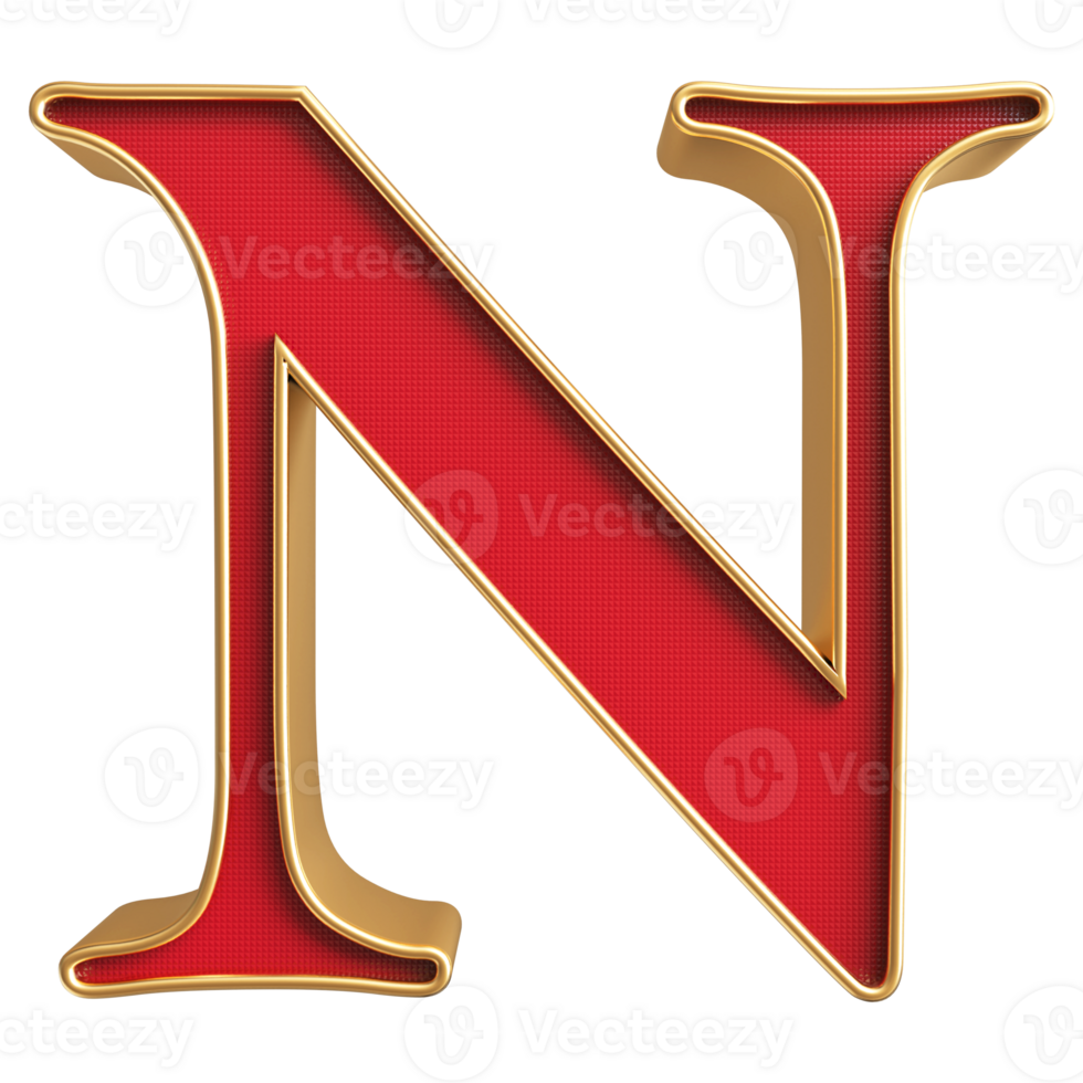 3D Font Letter N uppercase png