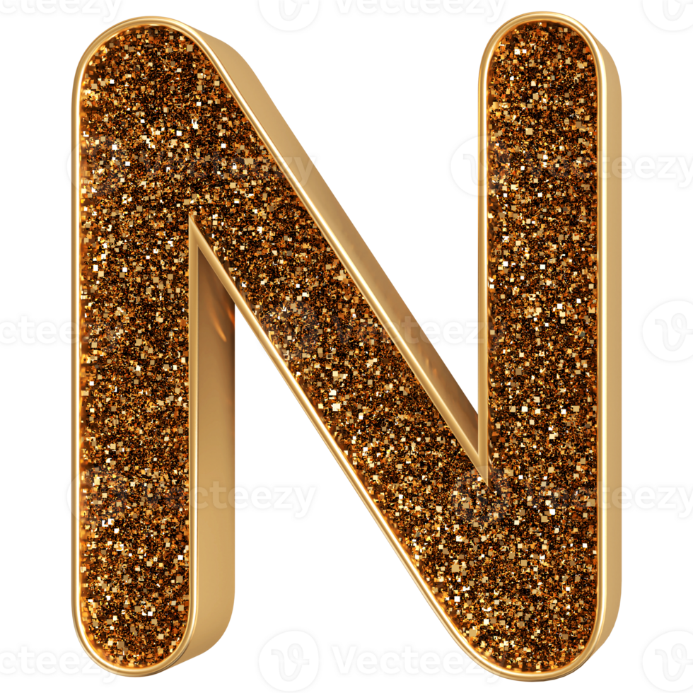 3D Font Letter N uppercase png