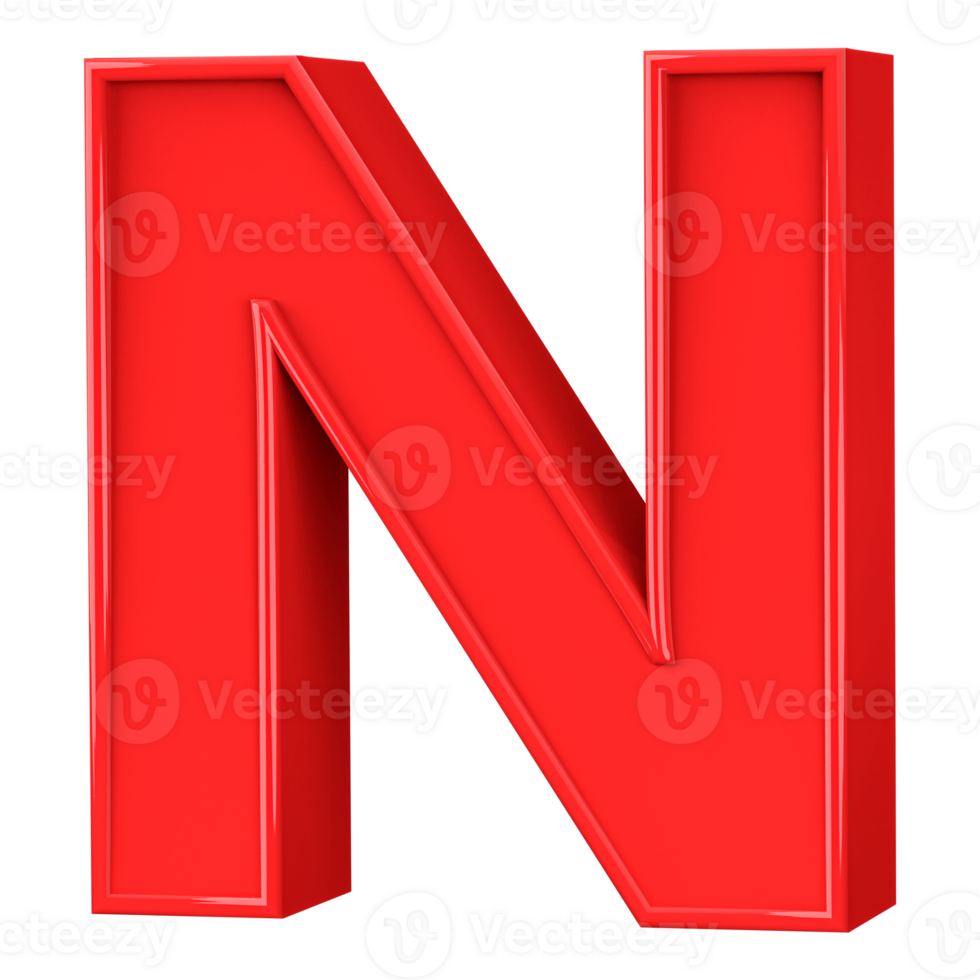 3D Font Letter N uppercase png