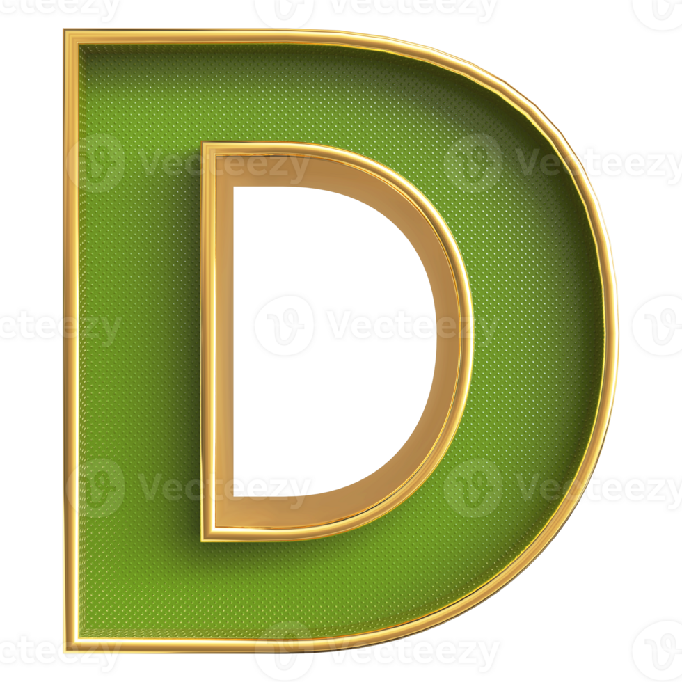 3D Font Letter D uppercase png