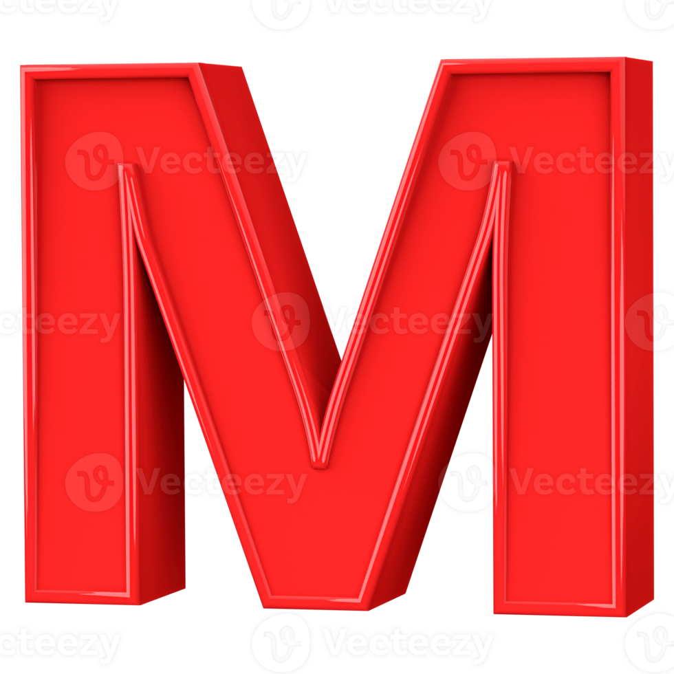 3D Font Letter M uppercase png