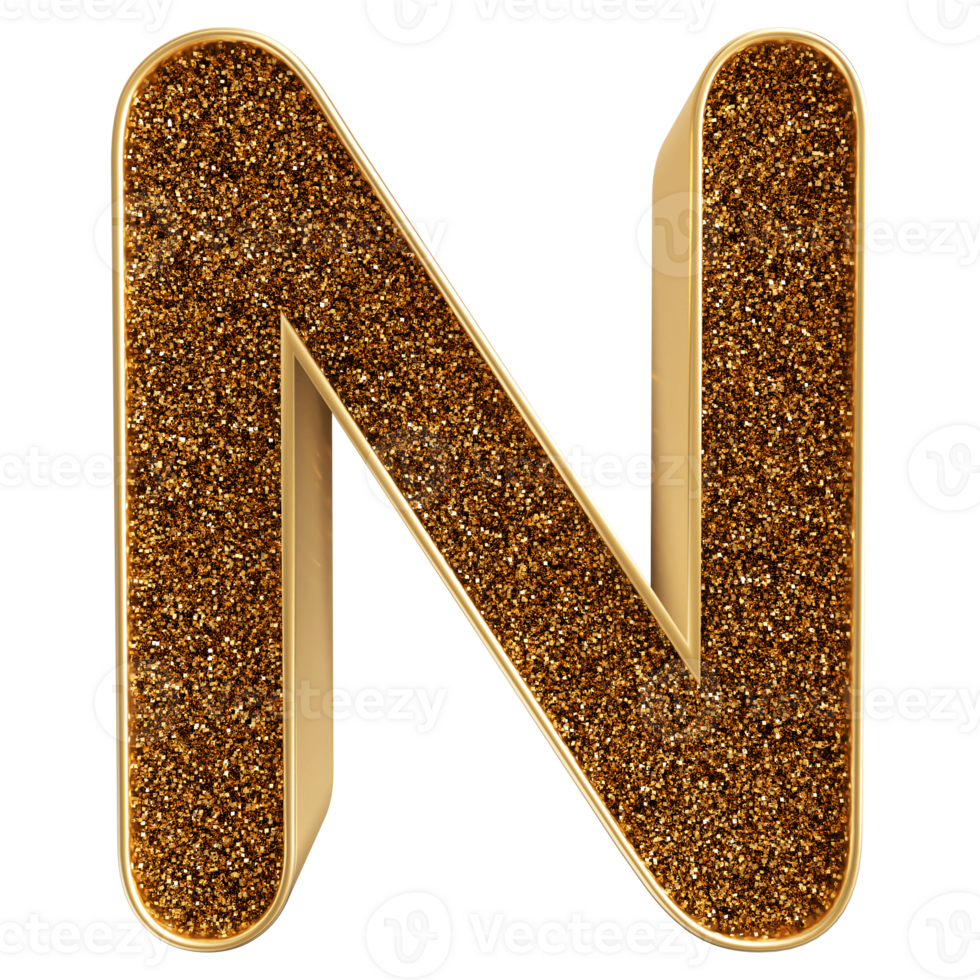 3D Font Letter N uppercase png