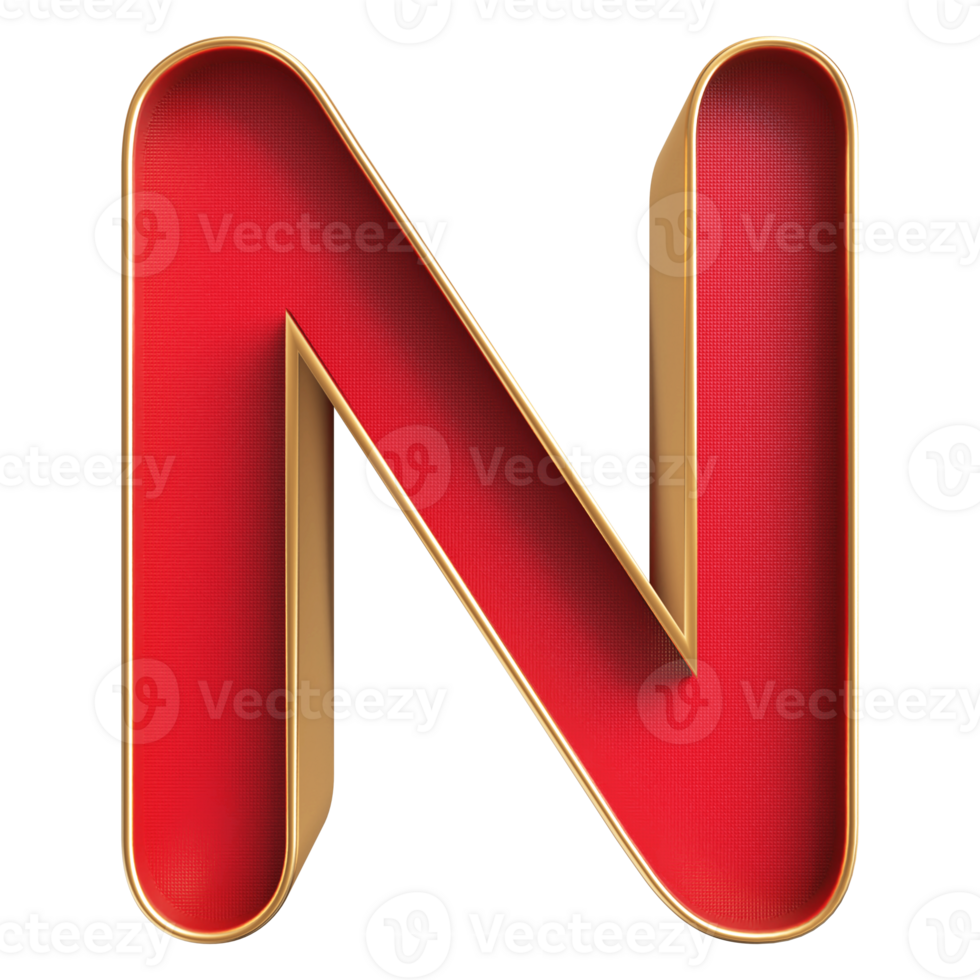 3D Font Letter N uppercase png
