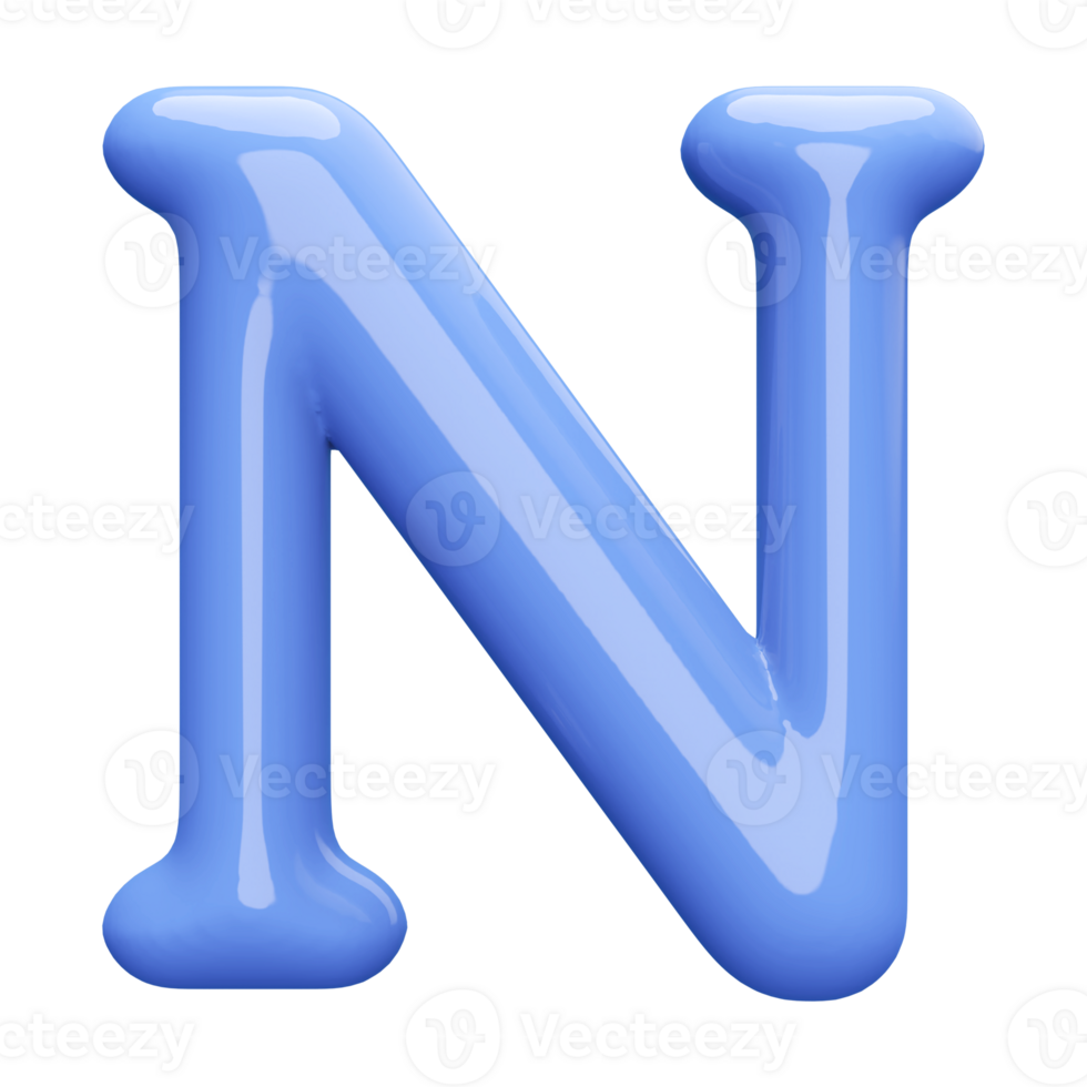 3D Font Letter N uppercase png