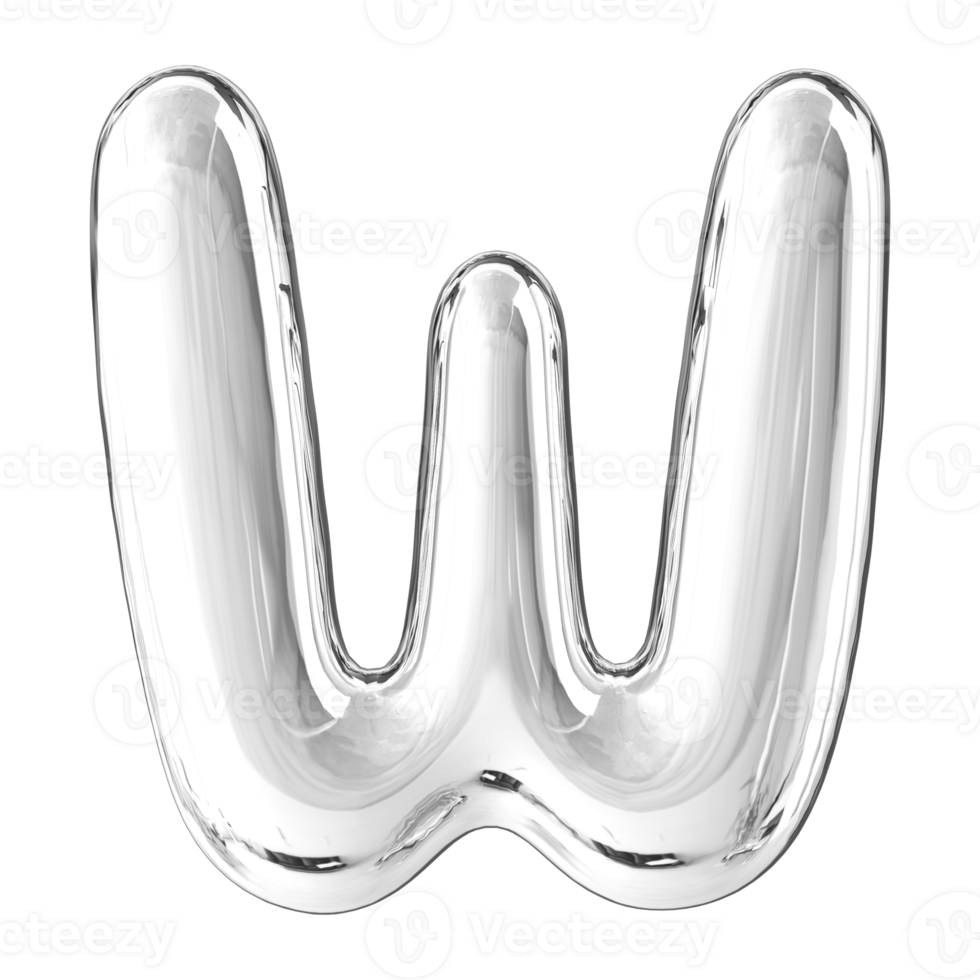 3D Font Letter W uppercase png