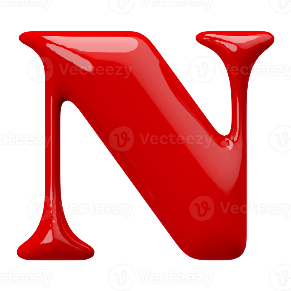 3D Font Letter N uppercase png