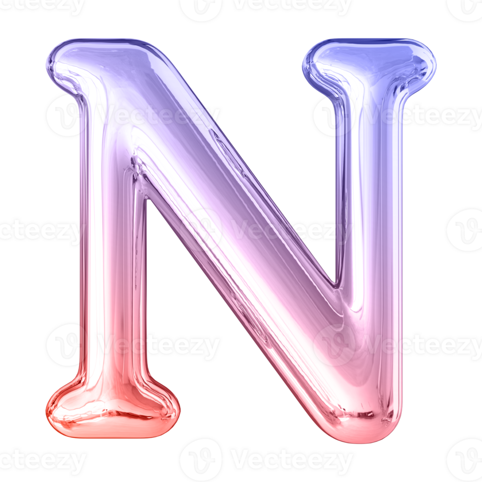 3D Font Letter N uppercase png